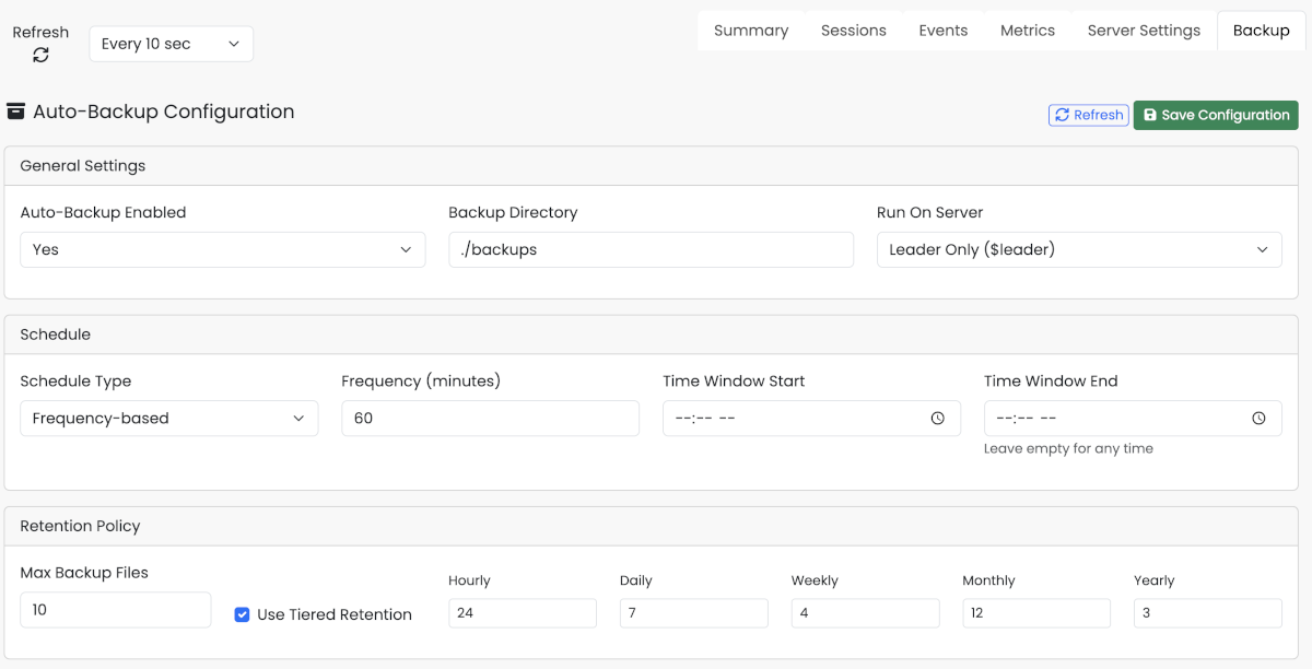 Server Backup Configuration